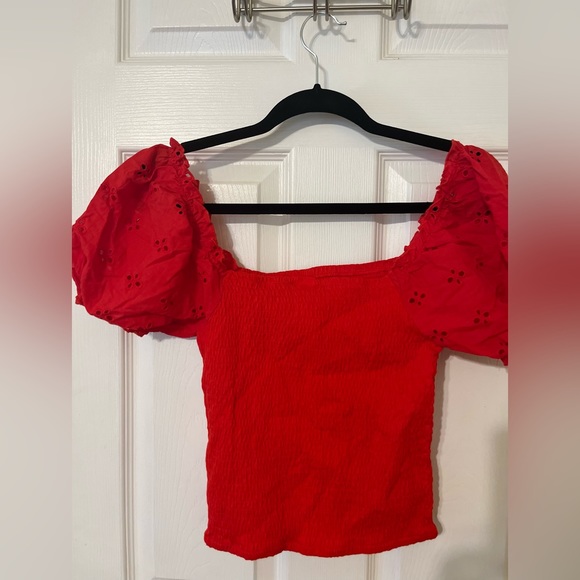 Smocked Top Red H&M Size S - Picture 3 of 3